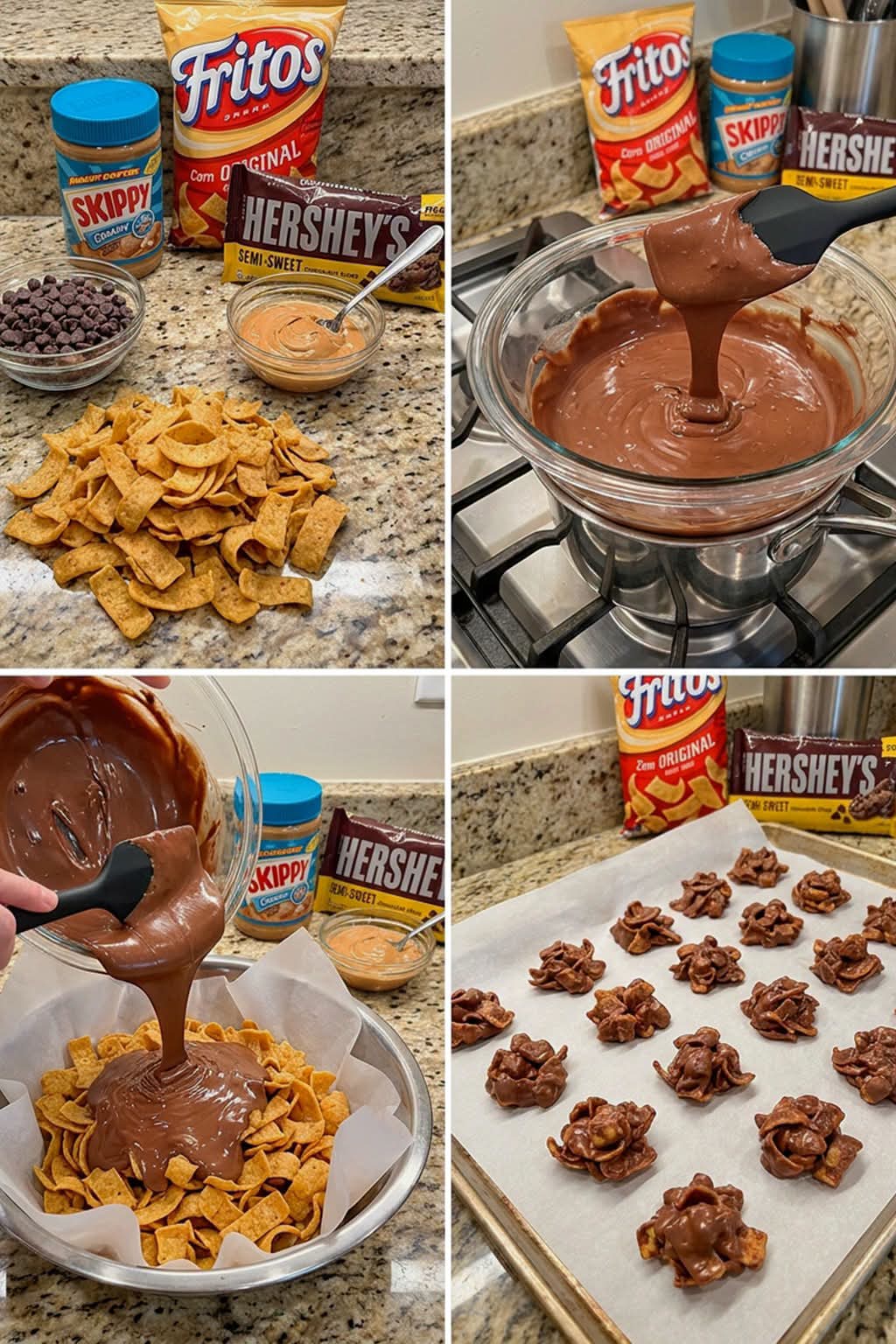 No-Bake Chocolate Peanut Butter Fritos Clusters